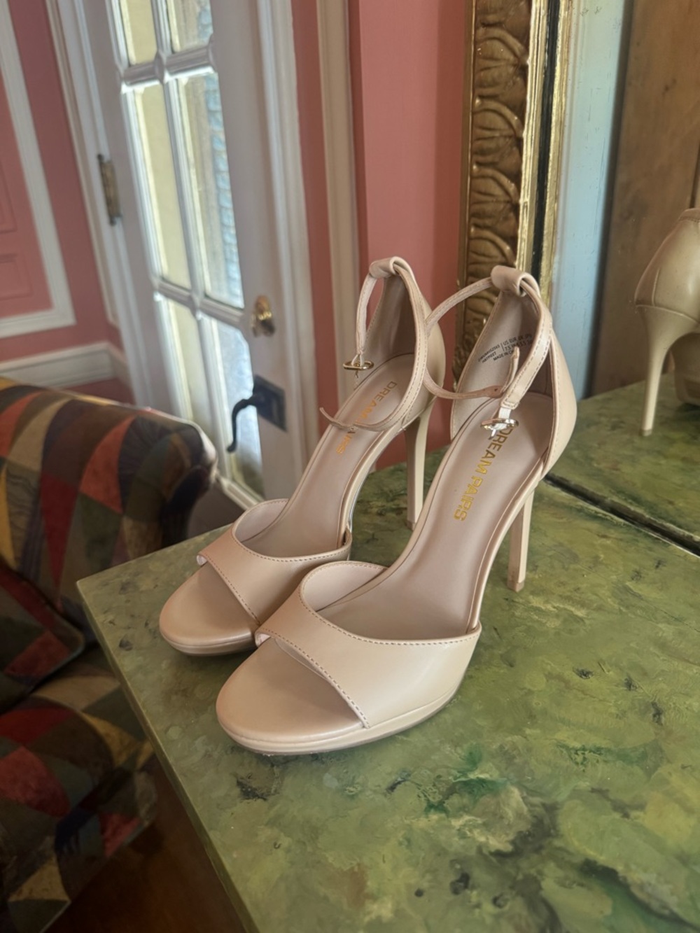 Dream Pairs Blush Nude Ankle-Strap Stiletto Heels
